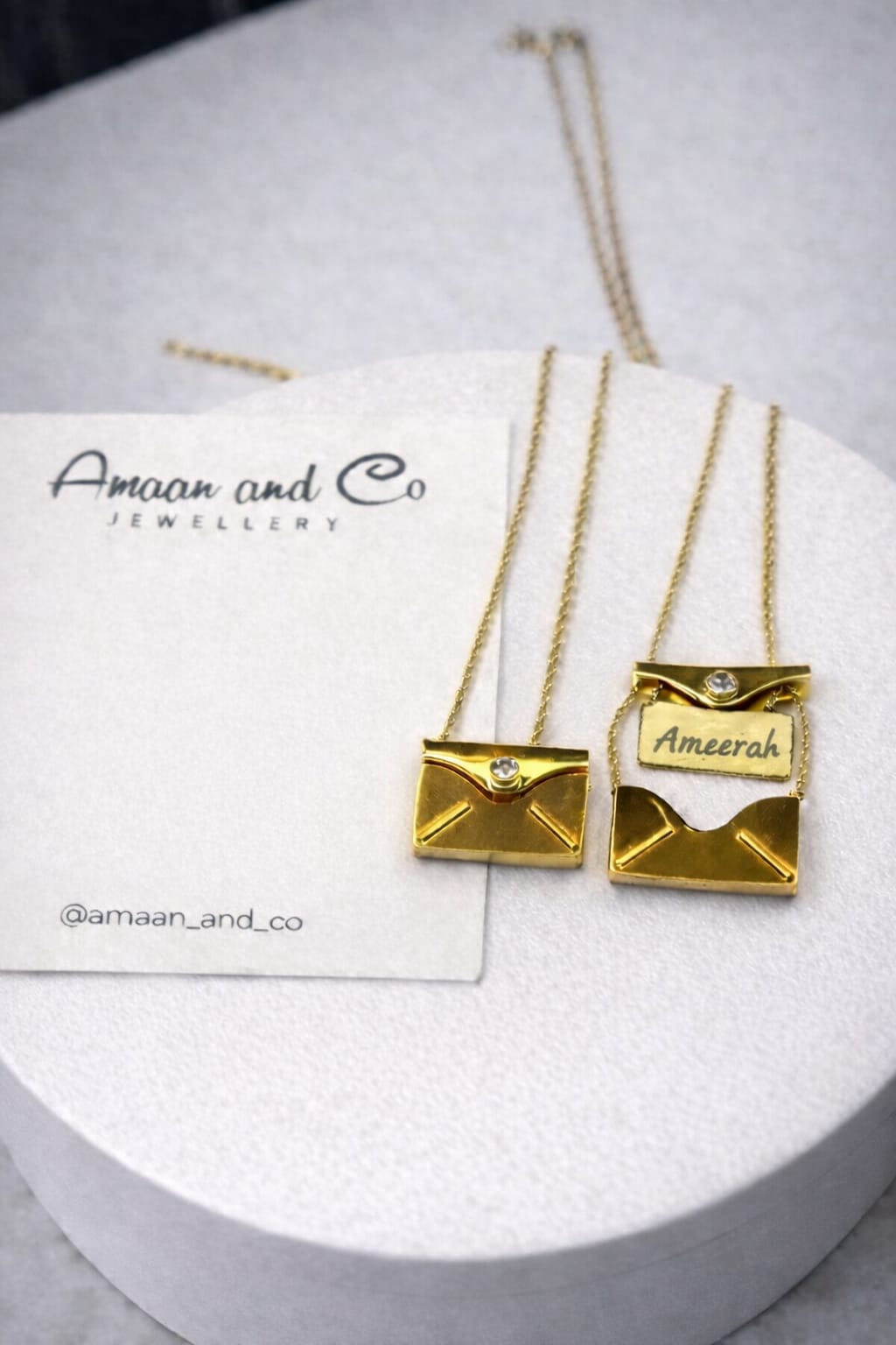 Custom Engraved Envelope Necklace