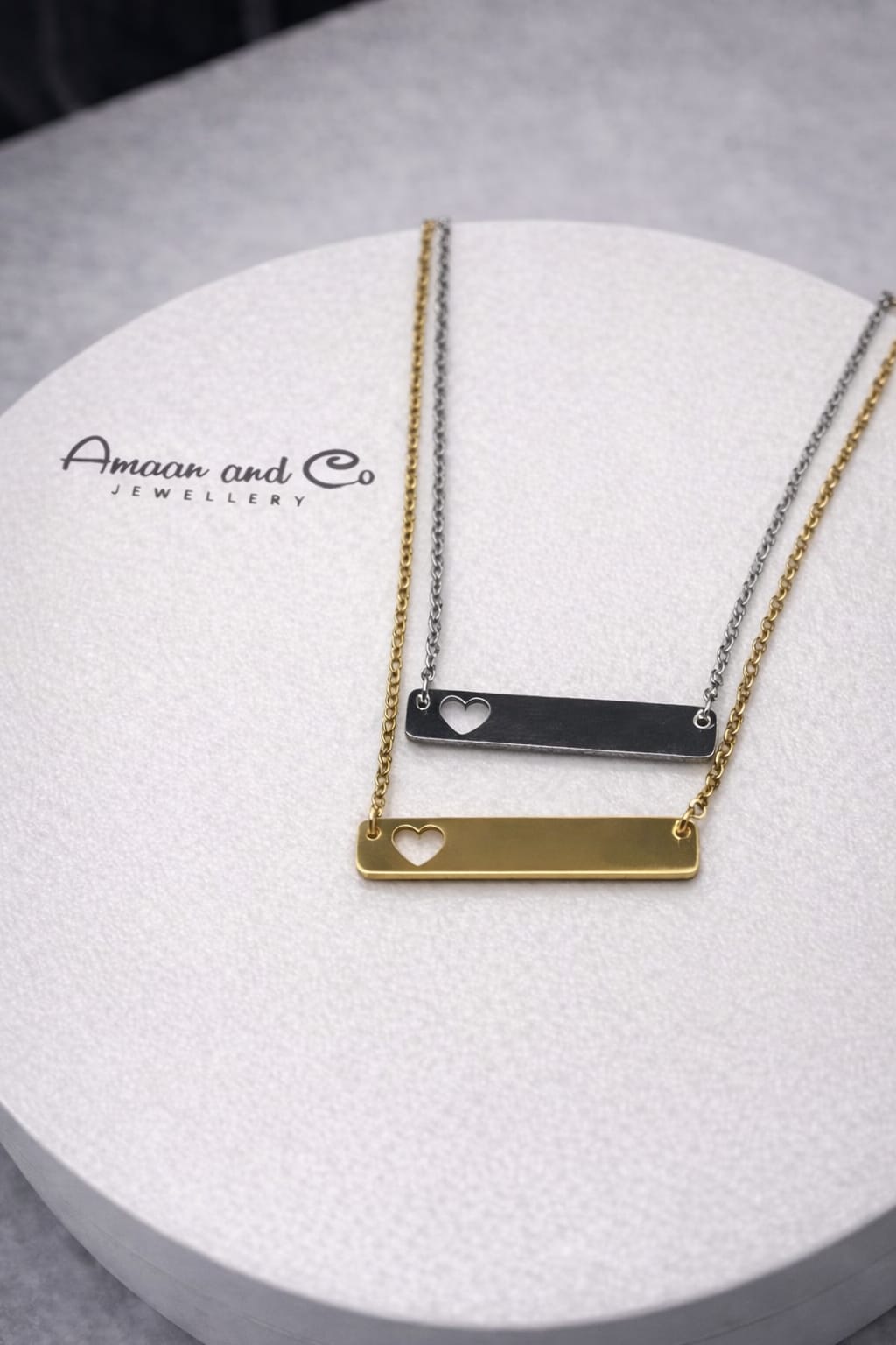 Custom Engraved Heart Bar necklace