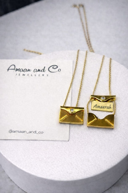 Custom Engraved Envelope Necklace