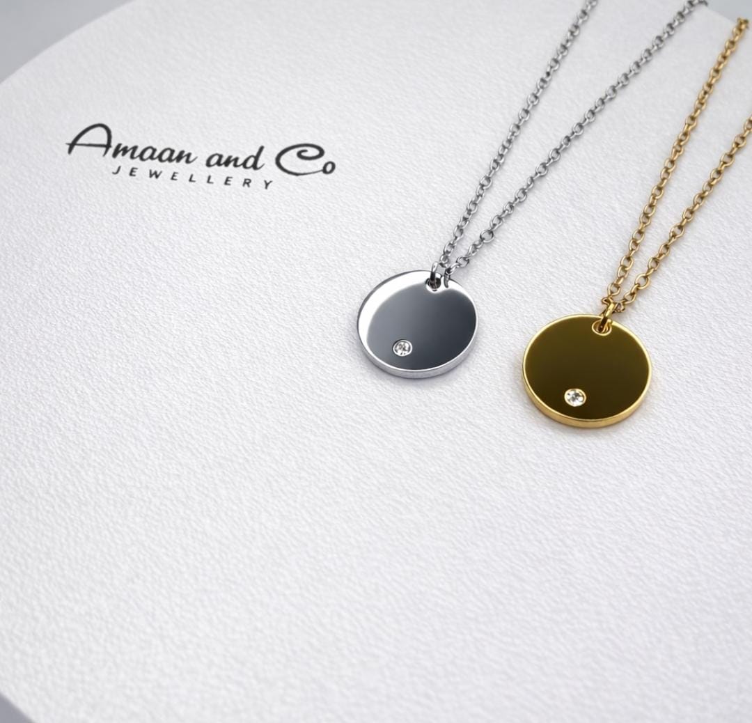 Custom Engraved Small Round Pendant Necklace