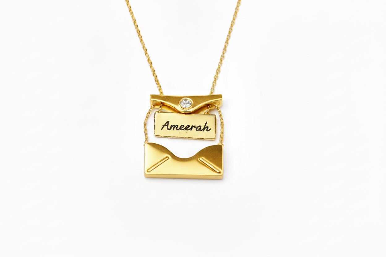 Custom Engraved Envelope Necklace