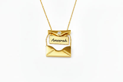 Custom Engraved Envelope Necklace