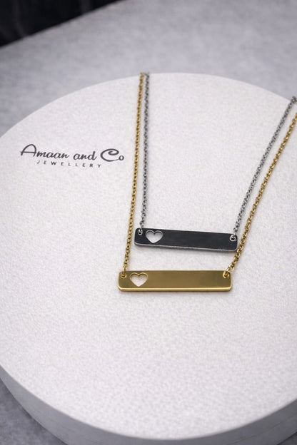 Custom Engraved Heart Bar necklace