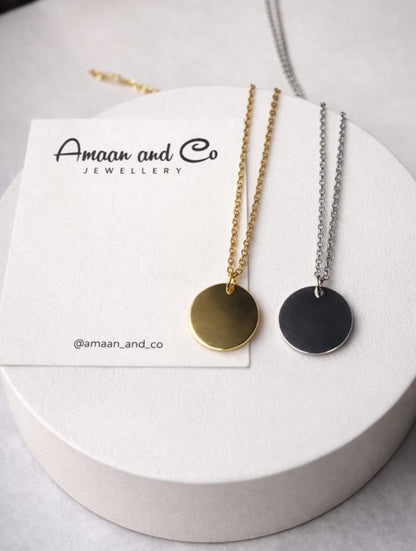 Custom Engrave Circle Pendant Necklace