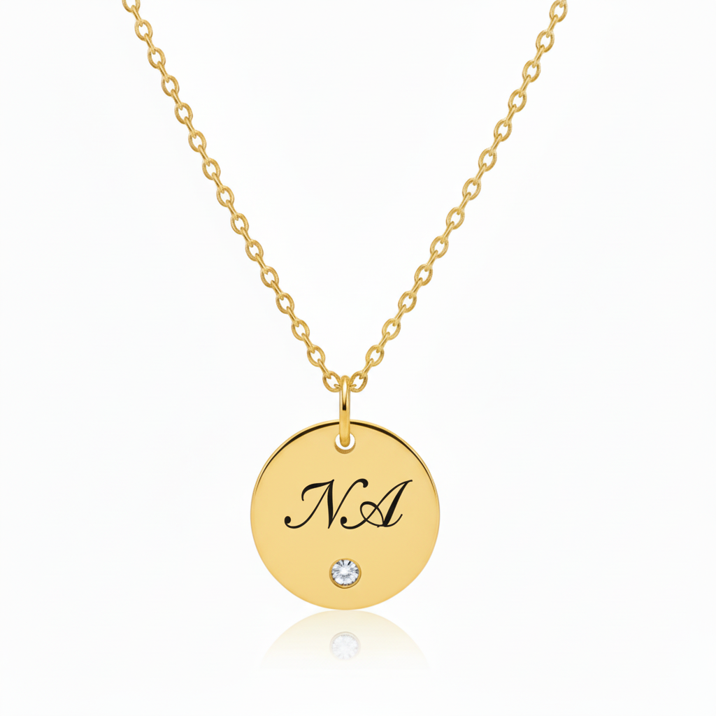 Custom Engraved Small Round Pendant Necklace