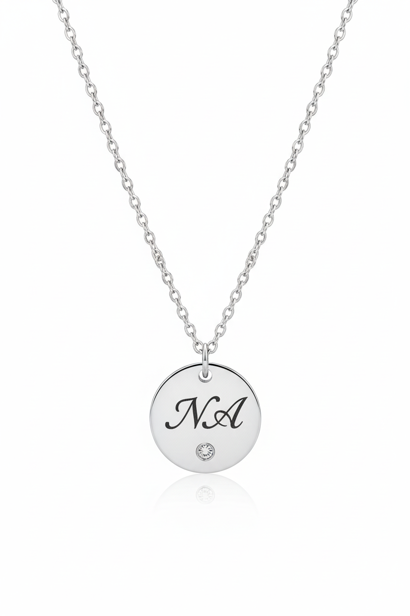 Custom Engraved Small Round Pendant Necklace