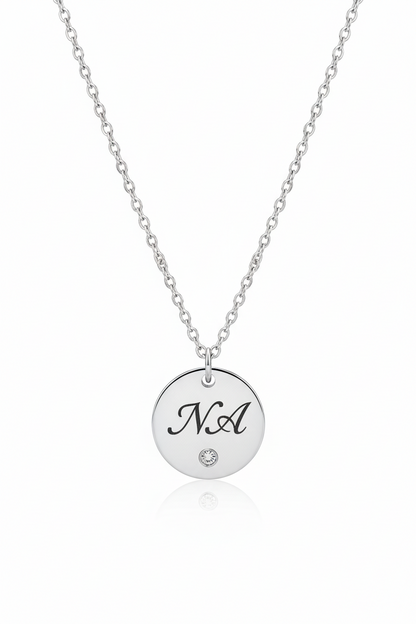 Custom Engraved Small Round Pendant Necklace